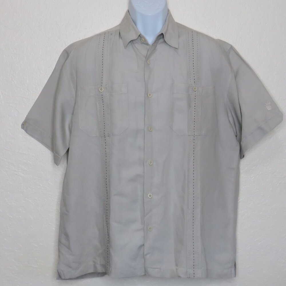CUBAVERA* Men's Short Sleeve Button Down Straight Hem Pocket Shirt~ Size Large